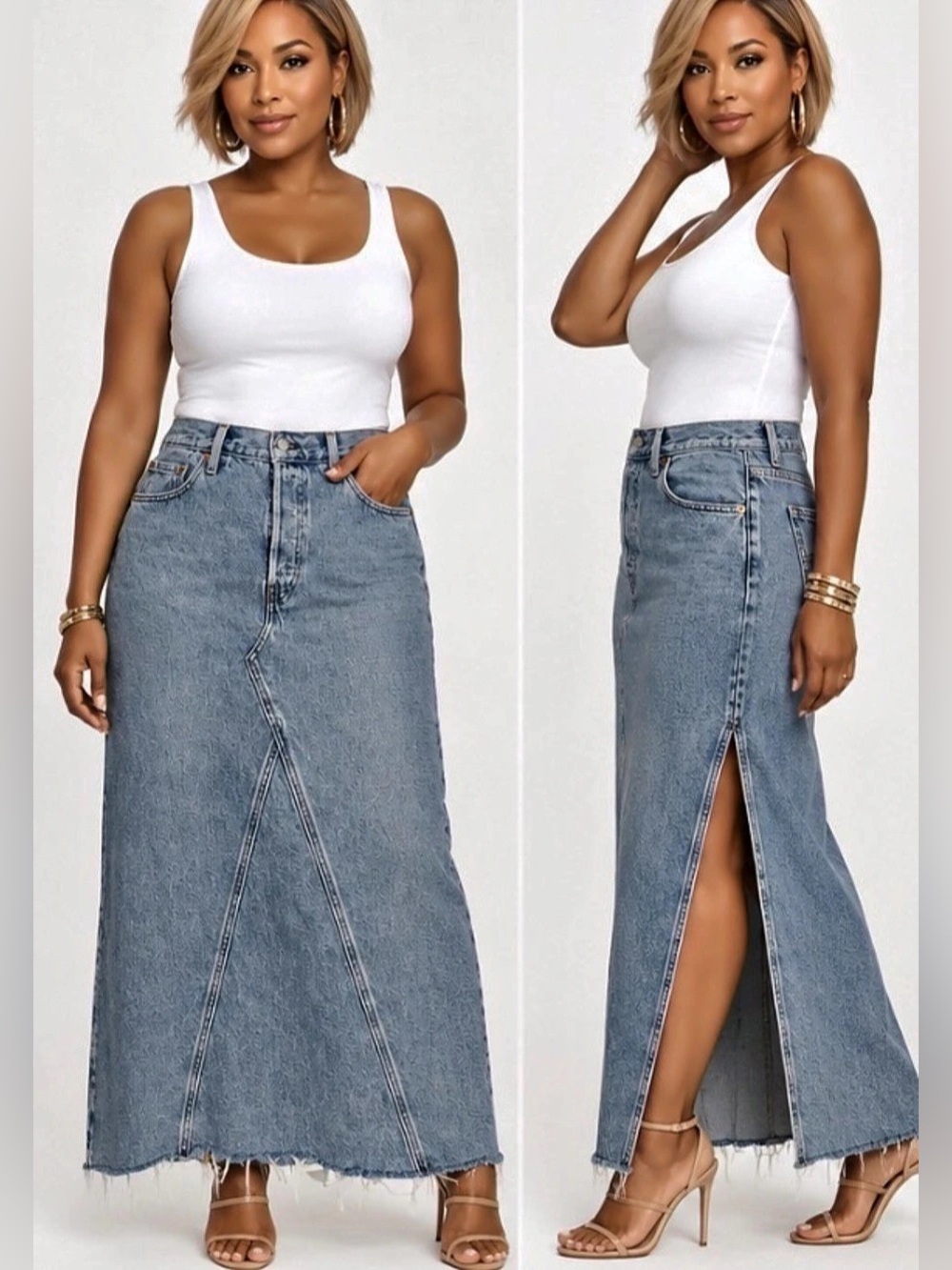 Levi's Long Icon Skirt Blue Waist 32